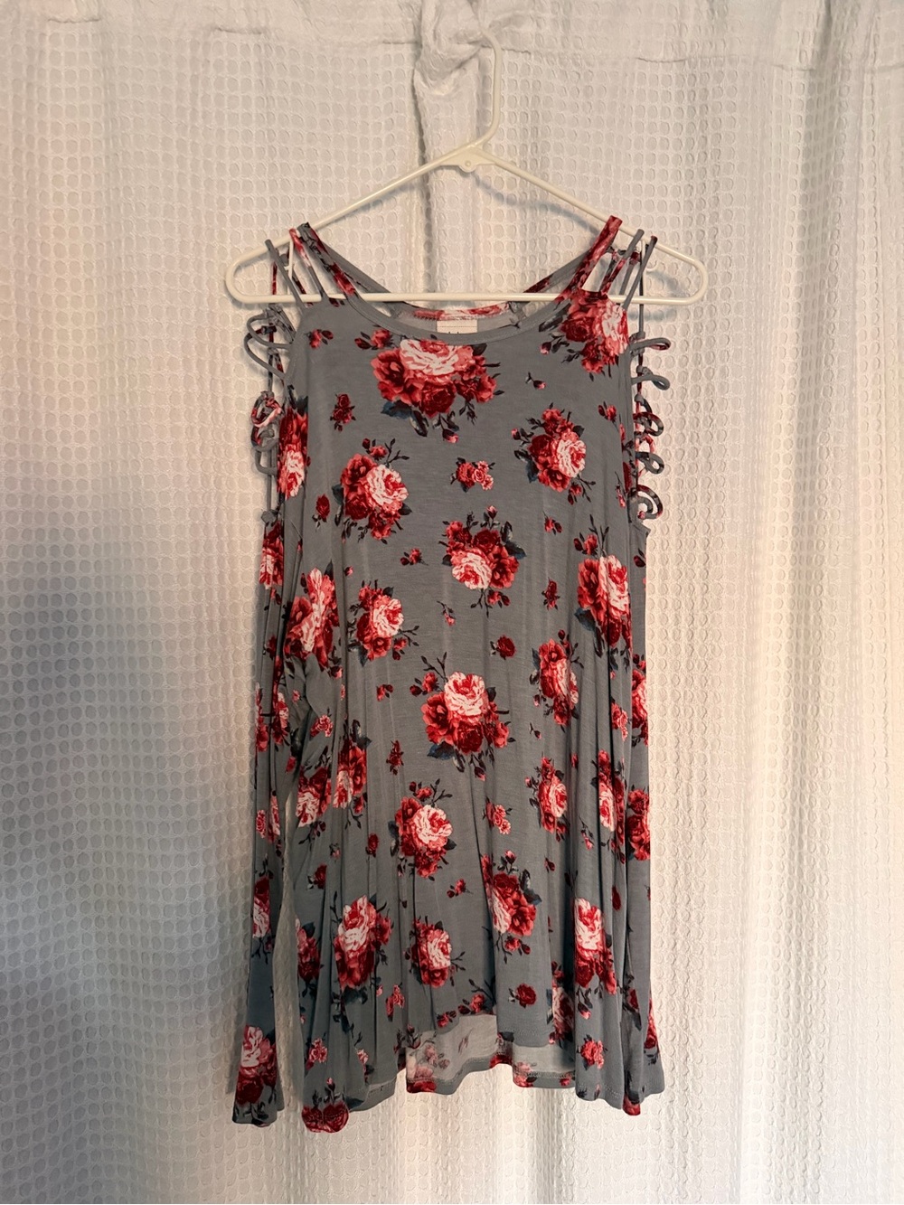 Daytrip Grey Floral Top with Red Rose Print